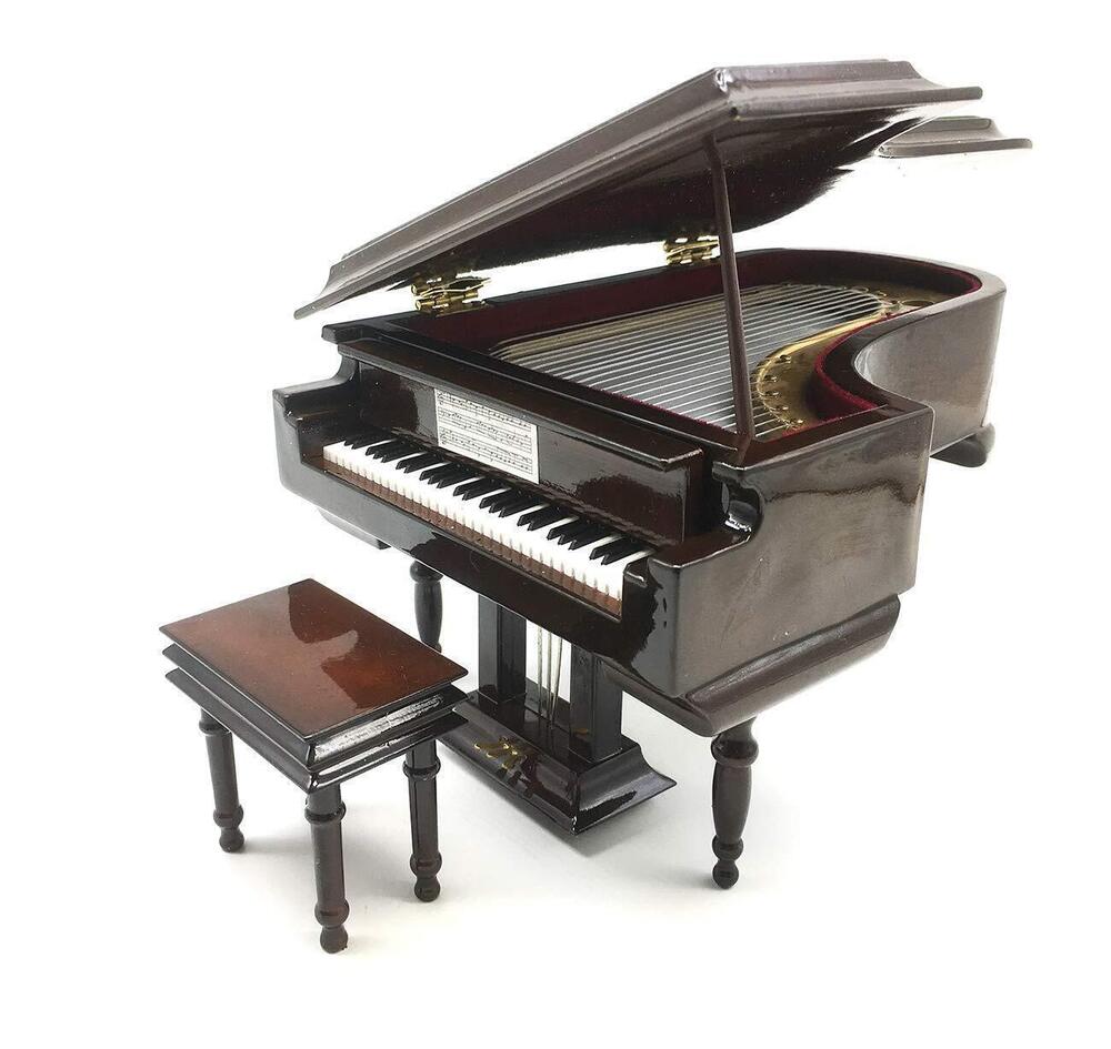 3312 Piano Music Box with Bench and Black Case Musical Boxes Gift